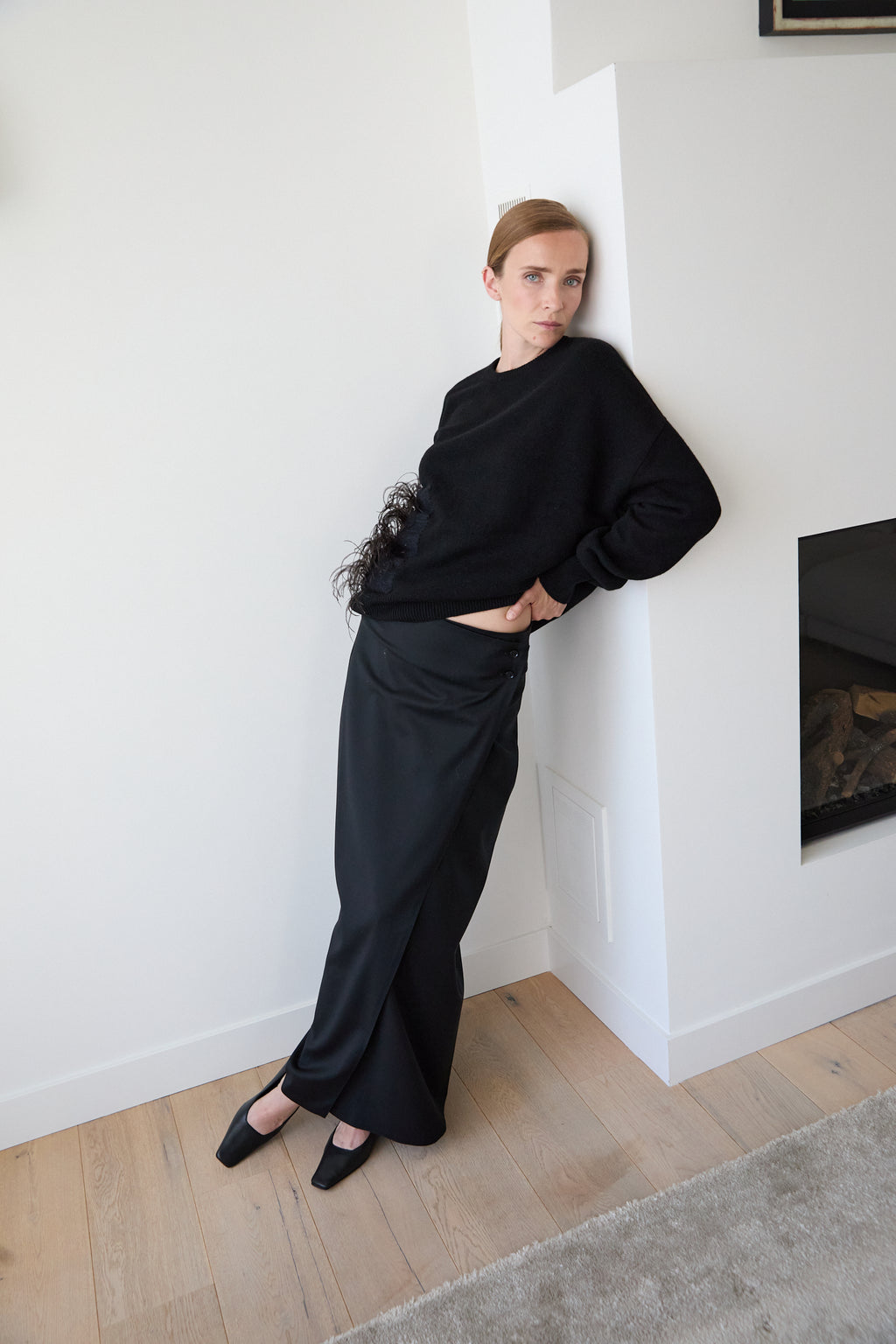 Skirt MIKA, wrap skirt in cool wool black