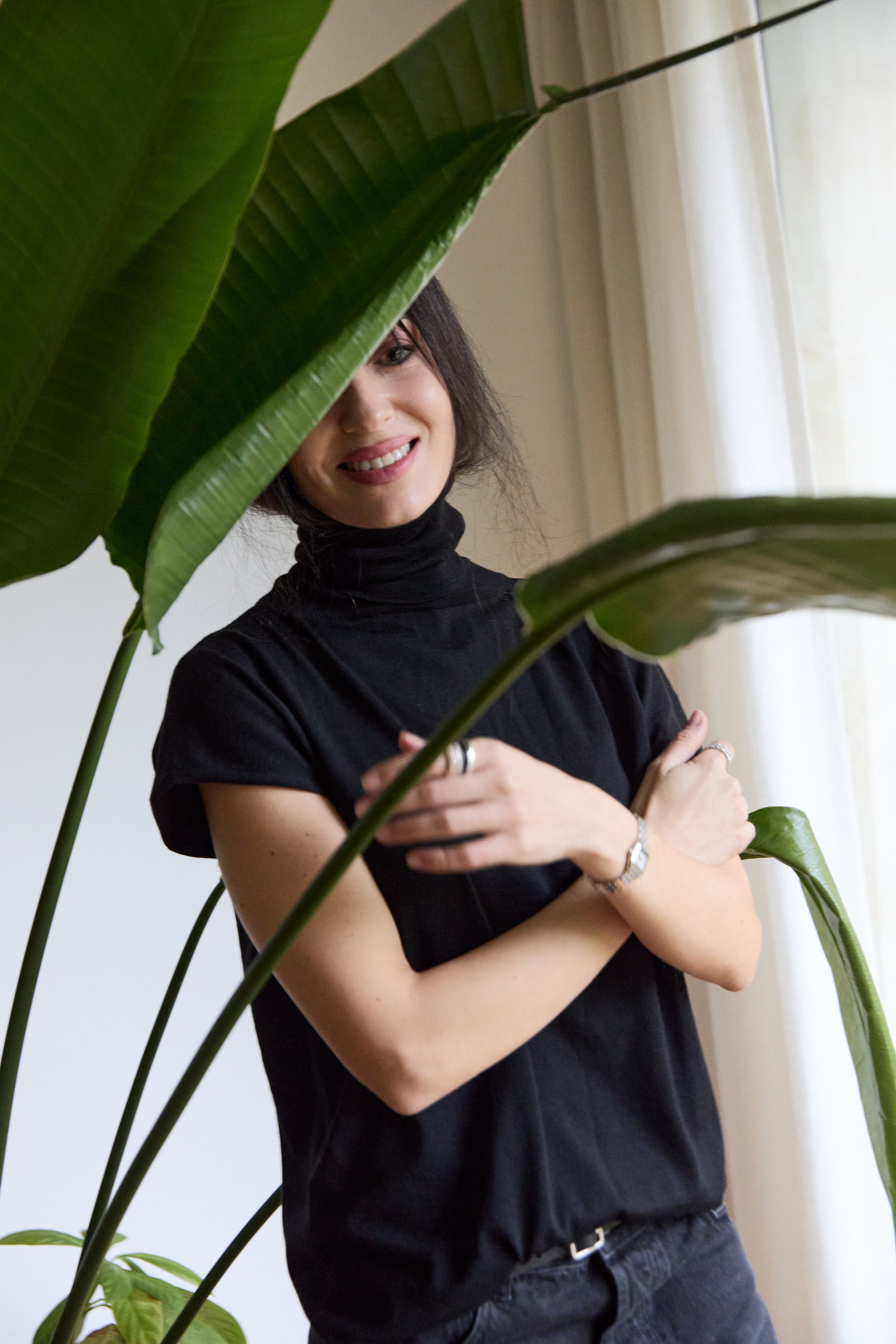 Pull PAT, Turtle neck, fine knit, Black, Marta's Choice