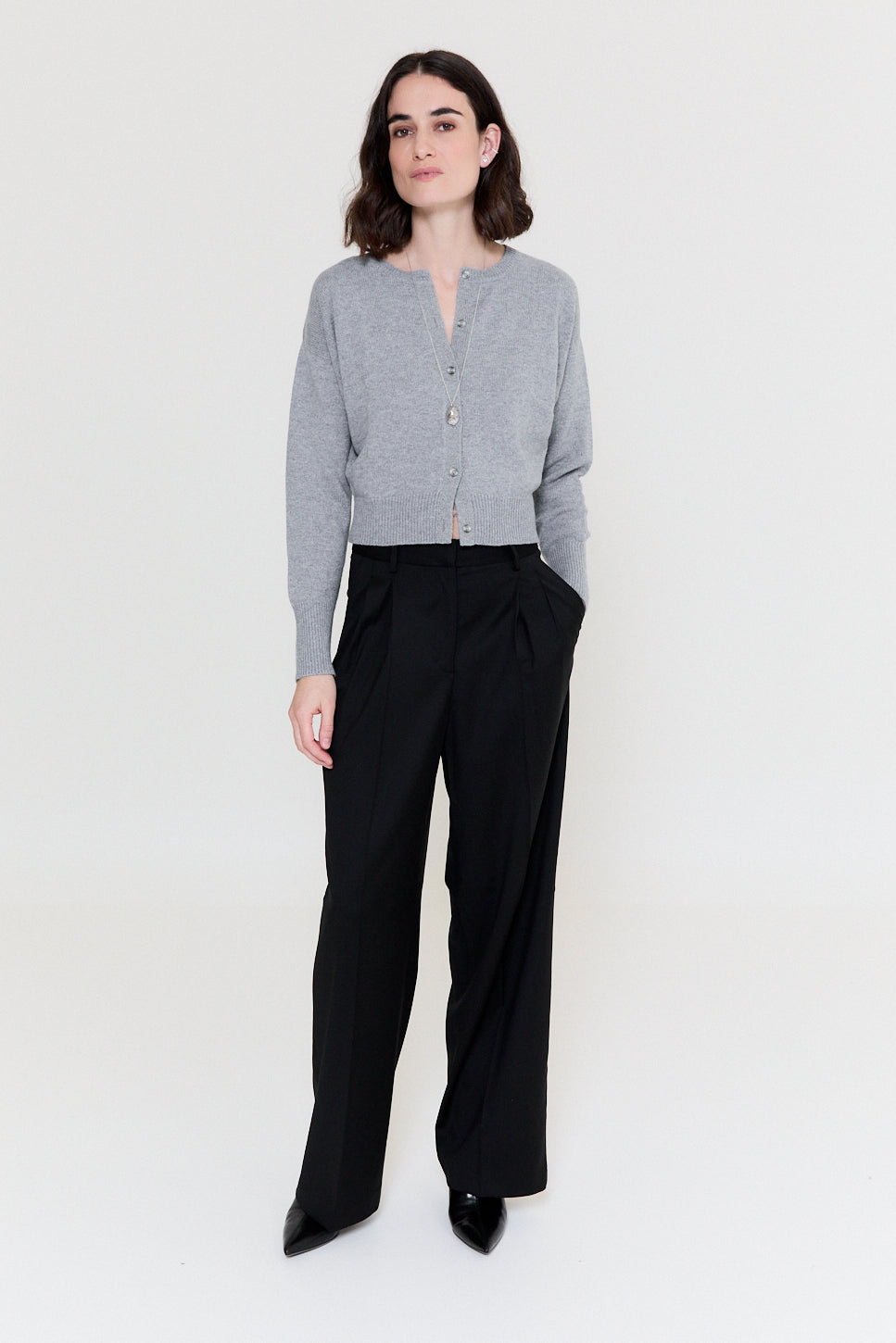 Anna Cardigan Felt Grey