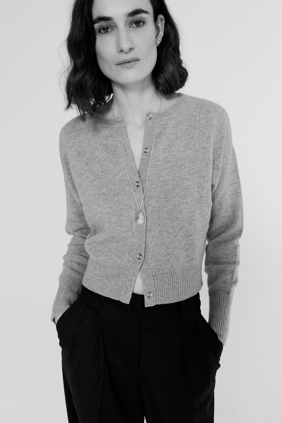 Anna Cardigan Felt Grey