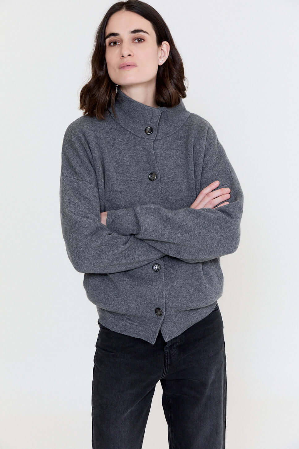 Bomber Cardigan Derby Grey