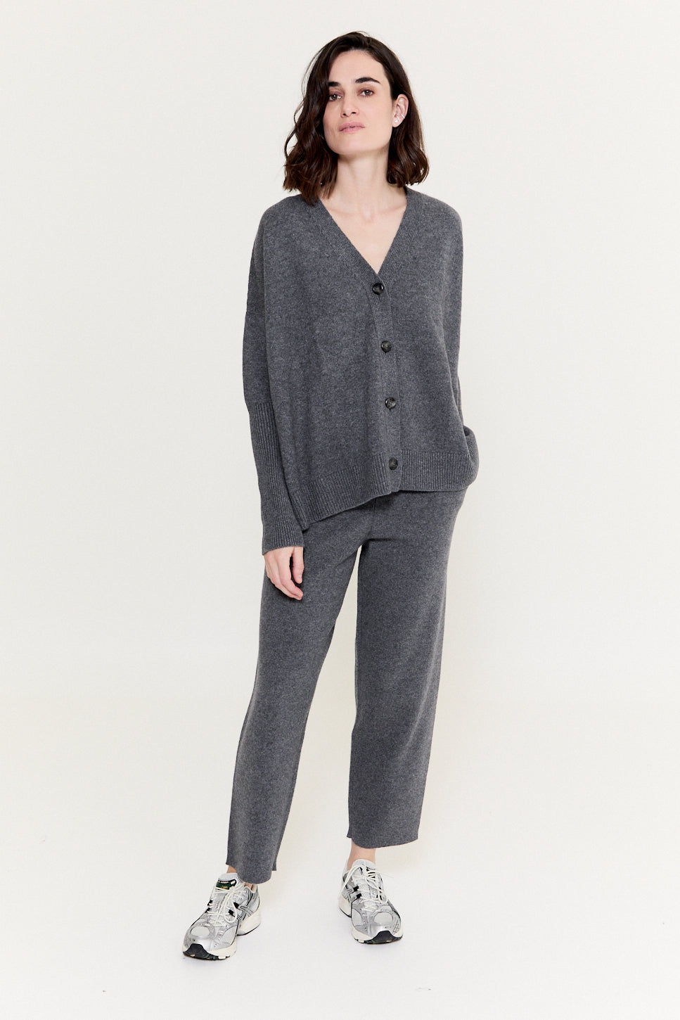 Free Cardigan V neck Special Cuffs Derby Grey