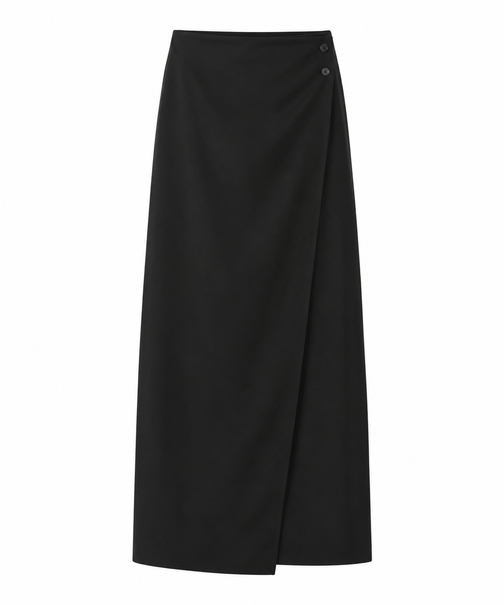 Skirt MIKA, wrap skirt in cool wool black